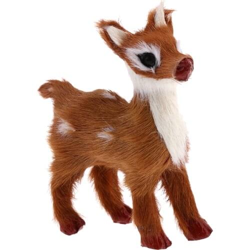 Brown Standing Polyethylene Fur Deer Wild Animal Model Home Garden Decor