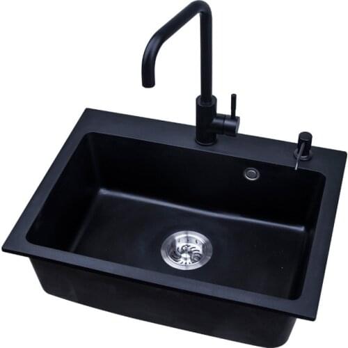 Quartz stone kitchen sink black granite single basin sink vegetable basin sys6045