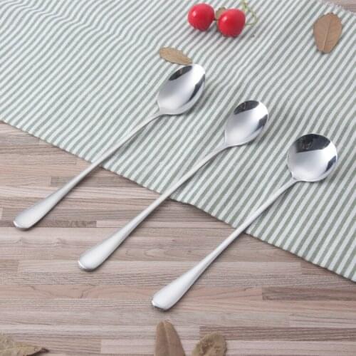 Stainless Steel Ice Cream Spoon Coffee Milk Tea Long Handle Stirring Spoon Tableware Dessert Kitchen Tableware Supplies