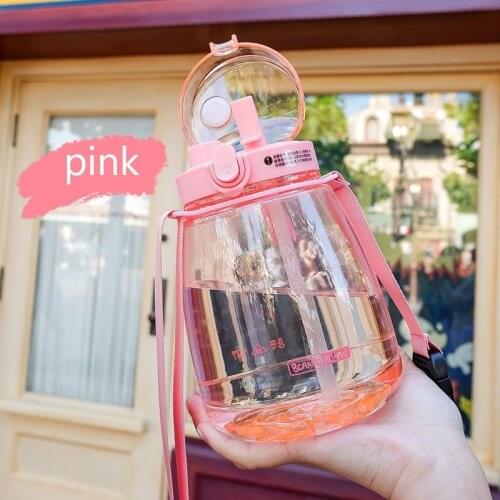 Cute Straw Cup 1.3L Large Capacity Portable Sports Bottle With Rope Hot/cold Water Bottle Outdoor Climbing Riding Drinking Cup