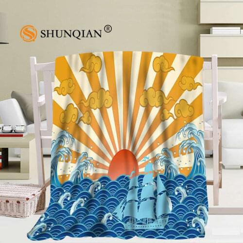 Custom Art Cartoon Painting Waves Blanket Soft DIY Picture Decoration Bedroom Size 56x80Inch,50X60Inch,40X50Inch A7.10