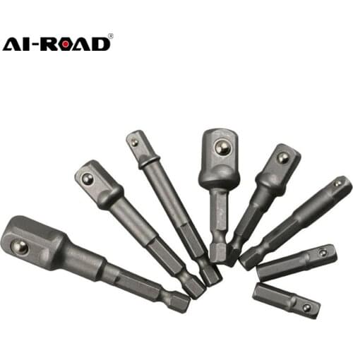 8 Pieces Socket Adapte Bits Set Hex Drill Nut Driver Power Shank 1/4" 3/8" 1/2" Connecting Rod Head Extension Drill Bits Tools