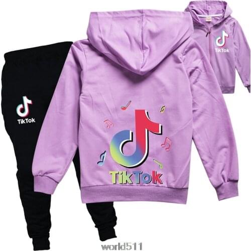 New 2-15Y Childrens Sportswear Hoodie Tik Tok Boys and Girls Long Sleeve Spring Autumn Winter Suit kids zipper coats+pants