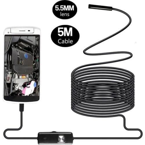 Lens 5M Android USB Endorsement Boroscopio Inspection Camera Snake Microphone USB Endoscope IP67 Waterproof Camera 6LED Light