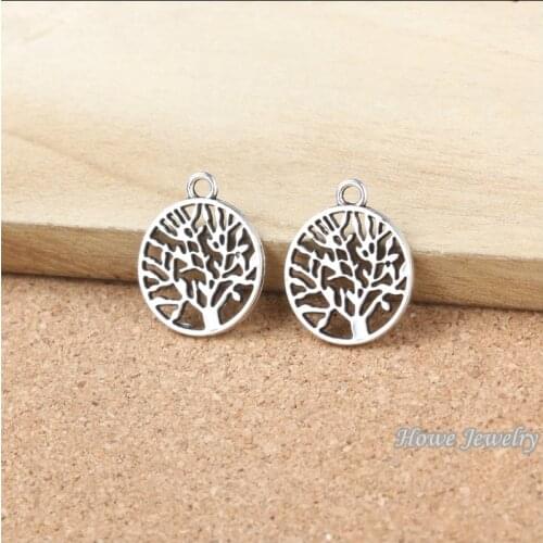 Wholesale 30 pcs ancient silver Hollow Round Tree Pendant alloy DIY Fashion charm Bracelet Necklace Jewelry accessories 20115
