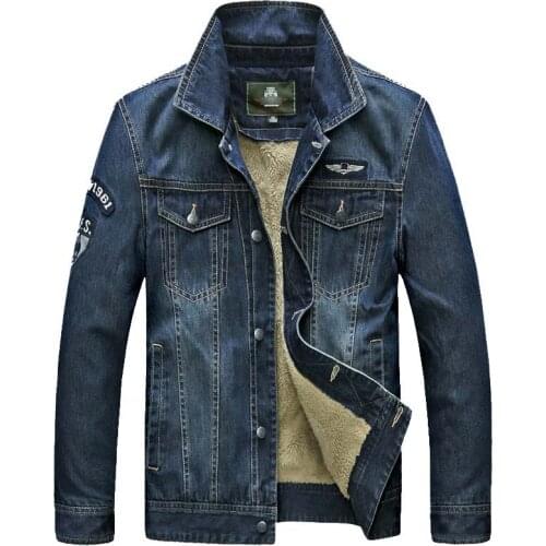 Autumn Winter Mens Denim Jacket Casual Loose Keep Warm Fleece Jeans Jacket Windbreakers OUTWEAR Coats
