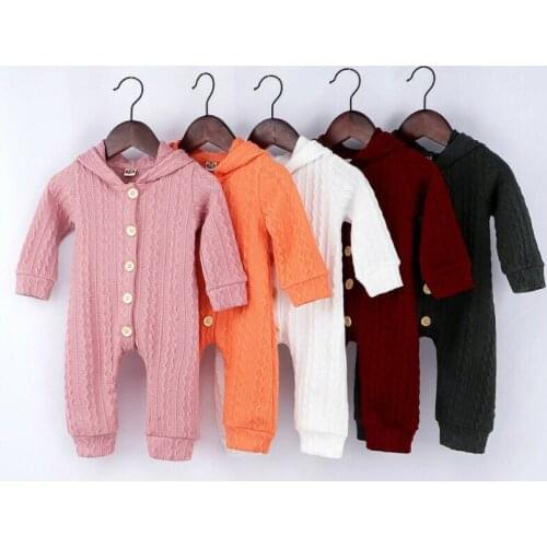 Toddler Romper 2019 Newborn Baby Girl Boy Clothes Knitted Hoodie Long Sleeve Romper Jumpsuit Outfits Size 0-24M