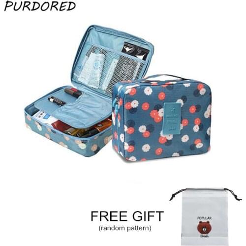 PURDORED 1 Pc Unisex Women Makeup Bag Solid Color Cosmetic Bag Travel Toiletry Kit Washing Bag Beauty Case Neceser Maquillaje
