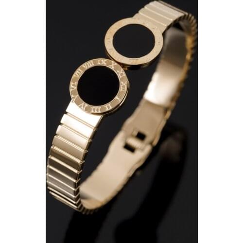 Luxury Watchband Shape With Black Shell Bangles Bracelets Stainless Steel Roman Numerals For Men Women Punk Mens Jewelry