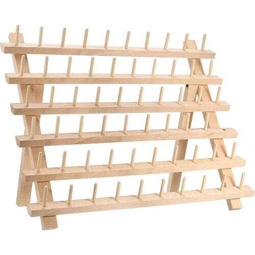 Home 60 Spool Wooden Thread Rack and Organizer Solid Wood Shelf Folding Spool Storage Rack for Sewing Quilting Embroidery