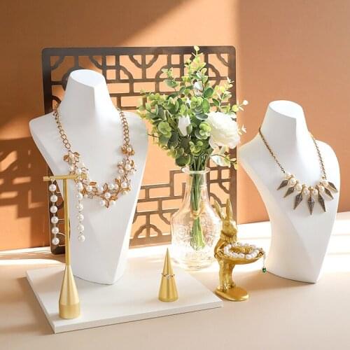 White Resine Necklace Display Stand Holder Necklace Hanger High Quality Jewelry Display Organizer Bust Model Rack High-end