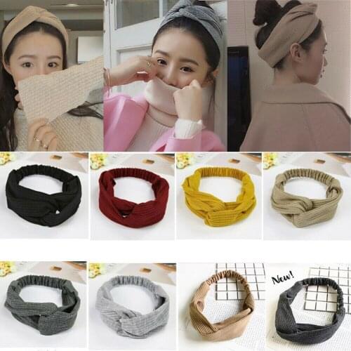 Womens Headband Twist Hairband Bow Knot Cross Tie Velvet Headwrap Hair Band Hoop