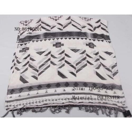 Women Geometry Printed Tassel Scarf Vintage Geo Scarf Shawls Wraps Hijabs Retail