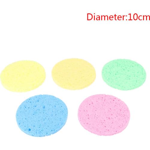 1/5pcs Natural Wood Pulp Sponge Cellulose Compress Cosmetic Puff Facial Washing Sponge Face Care Cleansing Makeup Remover Tool