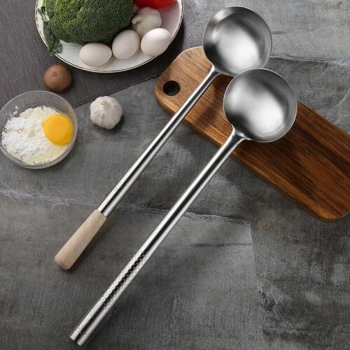 1pc Tablespoon Cooking spoon Kitchen Horse spoon Thick Fried spoon household Chef hotel kitchen supplies Stainless steel