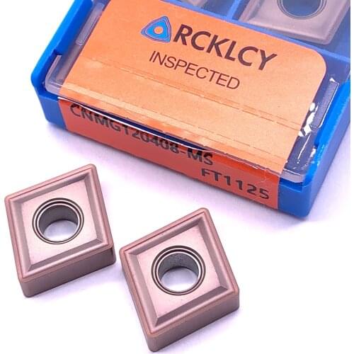 10pcs RCKLCY Tungsten CNMG120408 MS FT1125 Carbide Inserts Hard Alloy Lathe Turning Tool Cutter For Stainless Steel