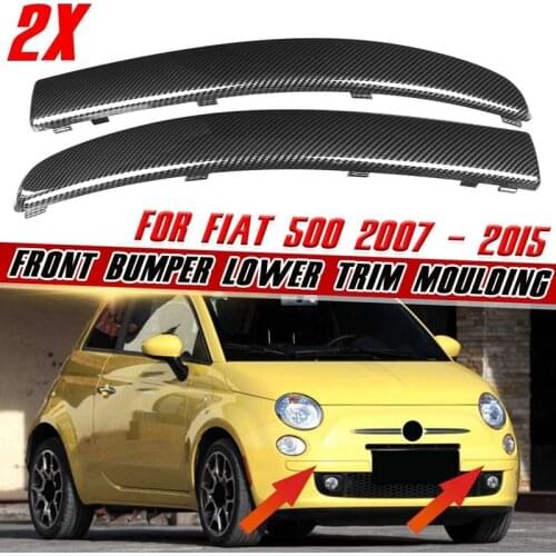 2X Carbon Fiber Look Car Front Bumper Lower Trim Moulding Styling Mouldings for Fiat 500 2007-2015 735455056 735455057