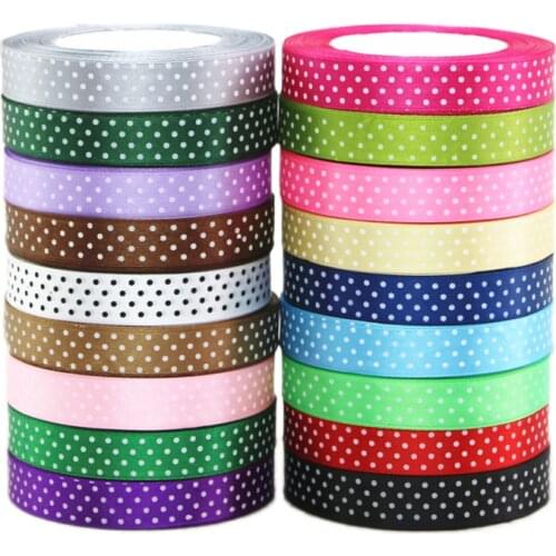 25 yards/roll) 15mm dots printed cartoon satin ribbon gift wrap decoration ribbons