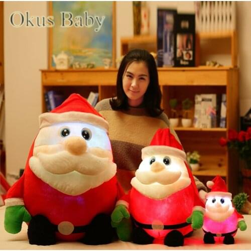 30/50cm Creative Music and Light Up LED Stuffed Plush Toys Father Christmas Colorful Glowing Santa Claus Christmas Gift for Kids