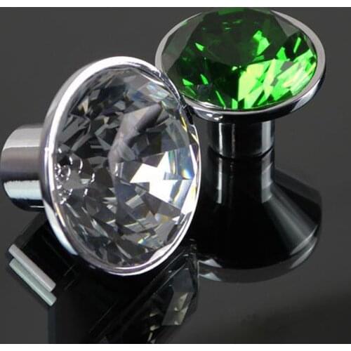 35mm fashion K9 Clear Crystal Wine Cabinet knobs Green dresser Cupboard door Pull Silver Drawer Funrinture door handles knobs