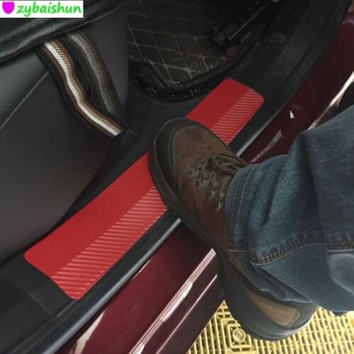 4Pc Car Door Plate Stickers Carbon Fiber Look Car Sticker Sill Scuff Cover Anti Scratch Decal Universal For All Car