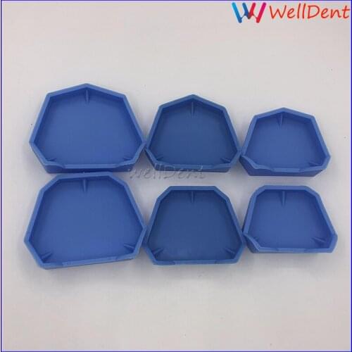 6 Pcs Dental Lab Plaster Rubber Trays Model Former Base Molds Tool Tray Blue Silicone