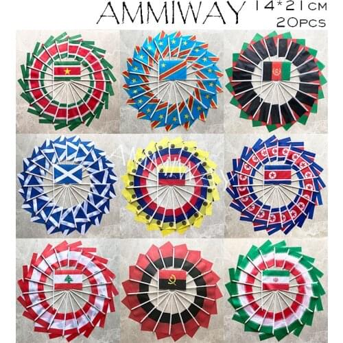 AMMIWAY 14x21cm 20pcs Surinam Democratic Republic Congo Afghanistan Scotland Venezuela North Korea Lebanon Angola Iran Hand Flag