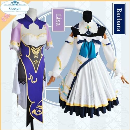 Anime Genshin Impact Barbara Lisa Game Suit Lovely Dress Cosplay Costume Halloween Party Outfit For Women Girls 2020 NEW