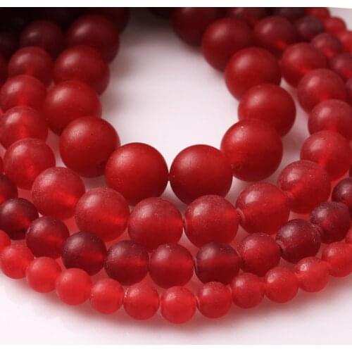Natural Stone Matte Forst Red Chalcedony loose Round Beads 4 6 8 10 12 MM Fit DIY Beads For Jewelry Making