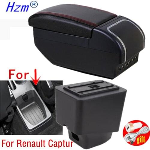 Central Store Content box For Renault Captur Kaptur Rotatable Storage Armrest Box with ashtray Cup holder USB Interface accessor