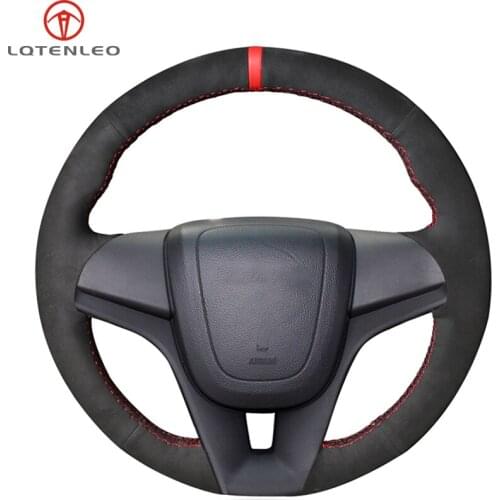 LQTENLEO Black Suede Hand Car Steering Wheel Cover For Chevrolet Cruze 2008-2015 Aveo 2010-2015 Orlando 2009-2015 Trax 2013