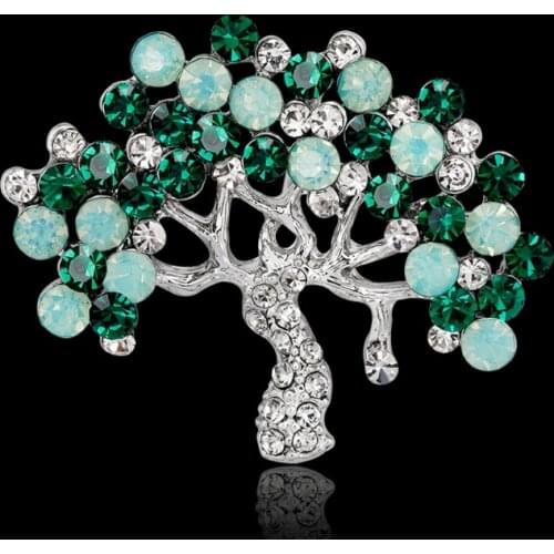 Tree Plant Brooch Pins Jewelry Women Luxury Shiny Fashion Decoration Corsage
