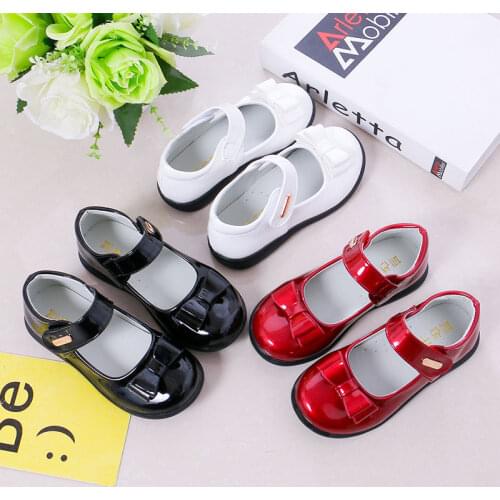 Childrens Kids Princess Single Leather Shoes For Big Girls School Flat White Red Dance Dress Shoes 5 6 7 8 9 10 11 12 Years Old