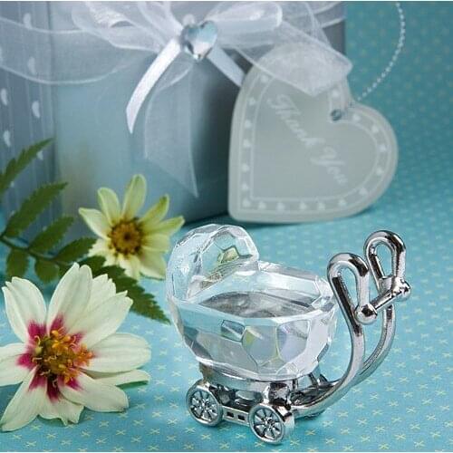 DHL Freeshipping 50pcs Crystal Baby Carriage baby shower baptism gift present Keepsake wedding favors and gifts