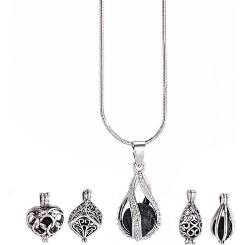 Diffuser Lockets Necklaces of Jewelry Women Necklaces with Aromatherapy Oil Natural Stone Lava Beads for Friendship Lovers Gift