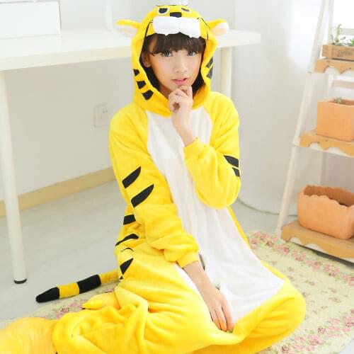Flannel Fleece Fashion Tiger Animal Cosplay Jumpsuit Pajamas Pyjamas Party Costume Casual Animal Onesies for Adult Sleepwear XL