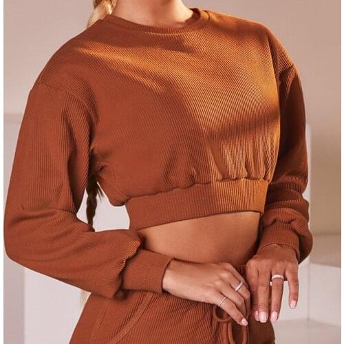 2021 Women sexy long-sleeved running fleece female leisure fashion sports fitness