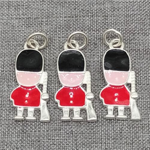 2 Pieces of 925 Sterling Silver UK Household Cavalry Guards Charms Enameled