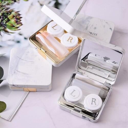 1pcs Contact Lens Box Marble Surface Square Objectives Travel Portable Case Storage Container Top Quality
