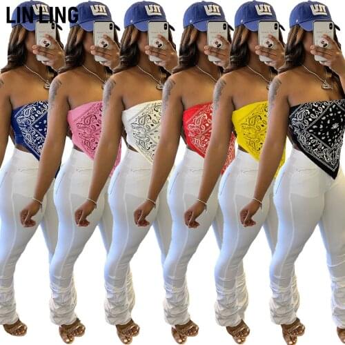 LINLING Hot Clothes Sexy Solid Color Print Bra Big Handkerchief Top Sexy Hot Midnight Club Clothes Party Dress