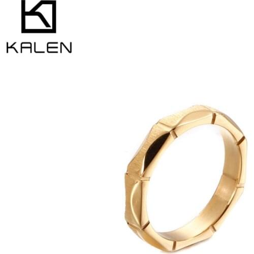 Kalen Fashion Simple Design Rings For Women Tri-color Stainless Steel Sand Surface Wedding Bands Mujer Anillos Jewelry 2020