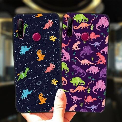 Fashion Cute Cartoon Dinosaur Baby Black Phone Case For Huawei Honor 10i 20i 30i 9 10 20 30 10X Lite Pro 9X 8X 8C Silicone Cover