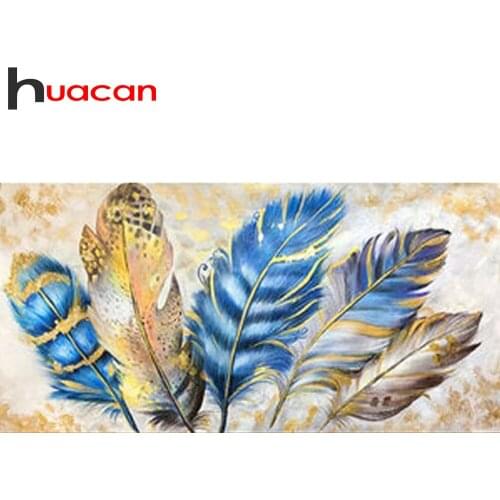 Huacan Diamond Mosaic Set For Embroidery Cross Feather 5D Diamond Art Painting Kits Landscape Beaded Pictures Home Decor
