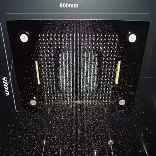 Shower Head Ceiling Mounted Bathroom Showers Large LED Showerhead Rain Waterfall Curtain Rain 600*800mm illuminated Shower Panel