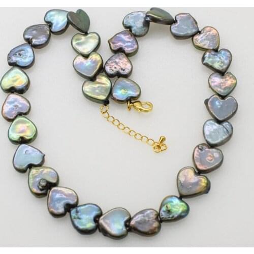 Freshwater pearl green heart 14mm necklace 17inch nature FPPJ wholesale beads amazing Xmas gift