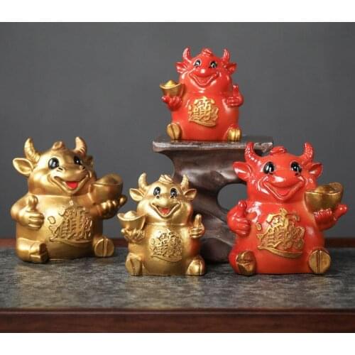 Resin Lucky Fu Bull Color-changing Tea Pet Fu Niu Statue Tea Table Decoration Tea Table Accessories Feng Shui Decoration Lucky
