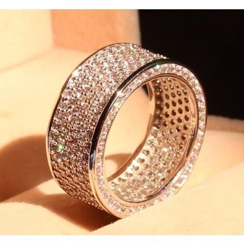 Full Big promotion Luxury 320pc 5A CZ 10kt white gold filled Wedding Circle Women Engagement Pave Ring christmas gift Size 5-11