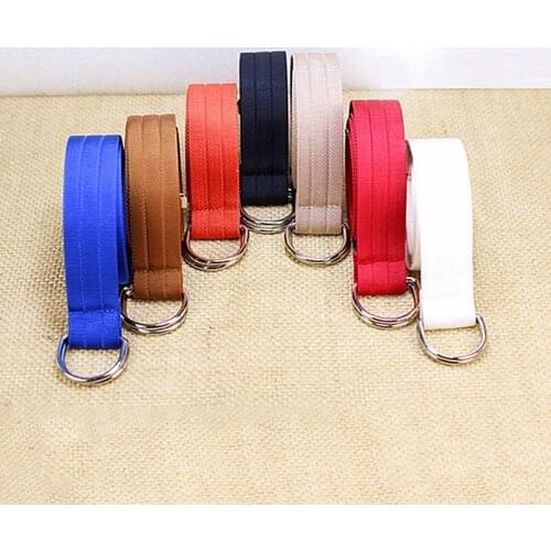 1pcs New Double D Ring Buckle Canvas Waist Belts Breathable Durable Weaving Belt Suitable for Jeans Solid Color Casual Waistband