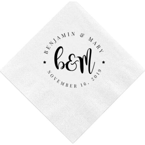 Romantic First Name - Personalized Wedding Napkins, Rehearsal Dinner, Engagement Party, Custom Bar Napkins, Wedding Napkins