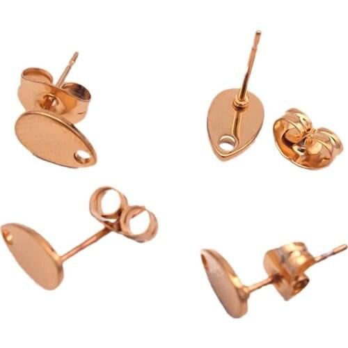 10PCs/lot Stainless Steel Earring Post Water Drop Gold Tone Stud Earrings DIY Accessories for Jewelry Making Findings Fit Woman